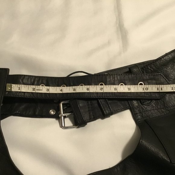 Silver Bike Adult Leather Chaps Size Medium Black Full Zip Leg Adjustable Waist - Picture 13 of 13